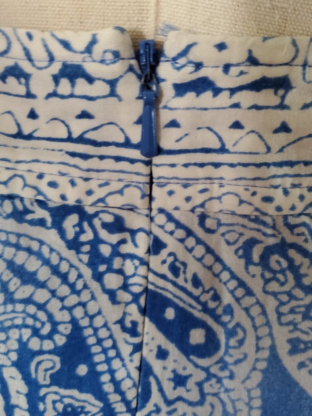 Jones New York Sport Cotton Maxi Skirt Size 8 Blue Paisley Tiered Lagenlook Long - Picture 6 of 10